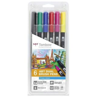 Tombow ABT kéthegyű filctoll 6 db alapszínek