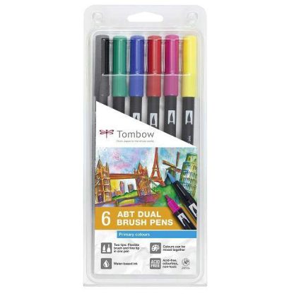 Tombow ABT kéthegyű filctoll 6 db alapszínek