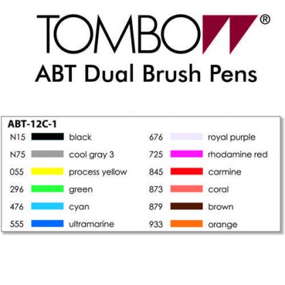 Tombow ABT Dual Brush Pen - Kéthegyű marker filctoll, 12 db alapszín - Image 5