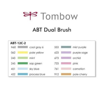 Tombow ABT Dual Brush Pen - Kéthegyű marker filctoll, 12 db pasztell szín - Image 5
