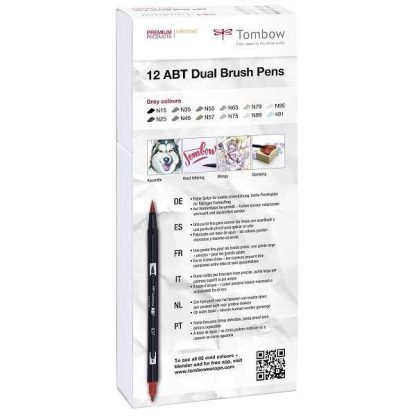 Tombow ABT kéthegyű filctoll szürke árnyalatok - hátoldal