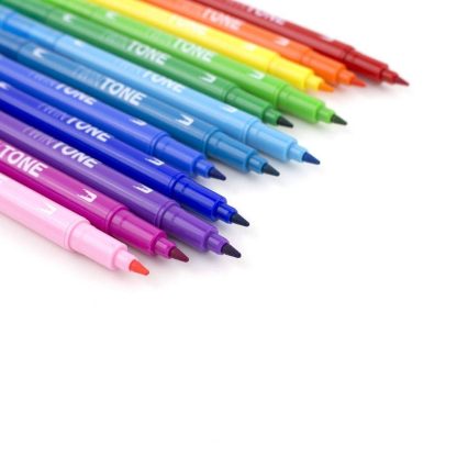 Tombow TwinTone kéthegyű marker 12 db-os készlet, szivárvány színei - Image 4