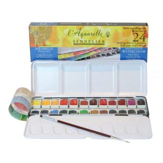 Sennelier l'Aquarelle akvarell festék - 24 db-os, 1/2 szilkés fém dobozban