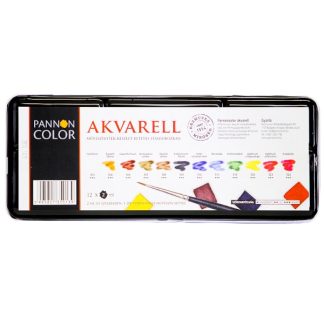 Pannoncolor akvarellfesték, 12 db-os készlet, fémdobozos