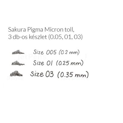 Sakura Pigma Micron toll, 3 db-os készlet, többféle méret - Image 5