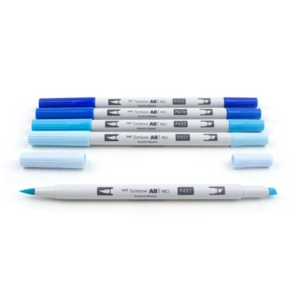Tombow ABT PRO kéthegyű alkoholos ecsetfilckészlet, 5db - Kék árnyalatok - Image 2
