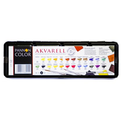 Pannoncolor akvarellfesték készlet, 24 db-os, félszilkés