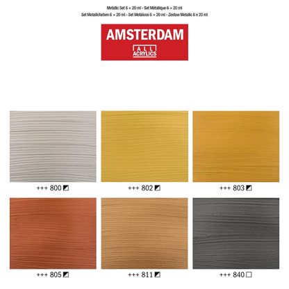 Talens Amsterdam akril festék készlet, 6 db-os, metál színek - Image 2