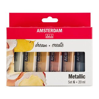 Talens Amsterdam akril festék készlet, 6 db-os, metál színek