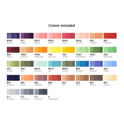 Copic Ciao 36 db-os készlet, 'B' készlet színek