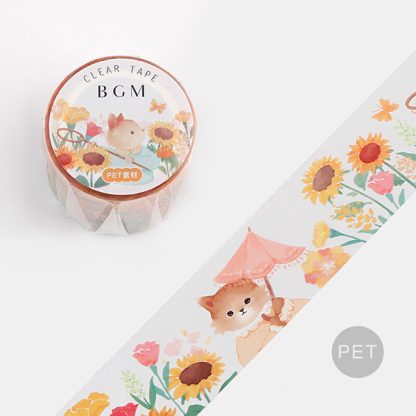BGM washi tape, clear tape - Sunflower cat