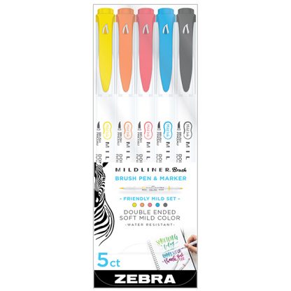 Zebra Mildliner ecsetvégű szövegkiemelő, 5 darabos készlet - Friendly színek