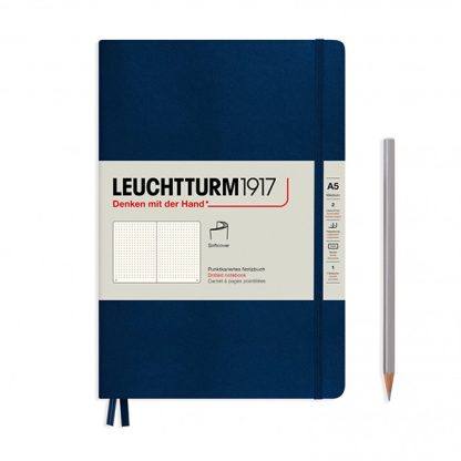 Leuchtturm pontozott füzet, puha borító, A5 - navy