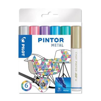 Pilot Pintor dekormarker készlet, M - 6 db, metál színek