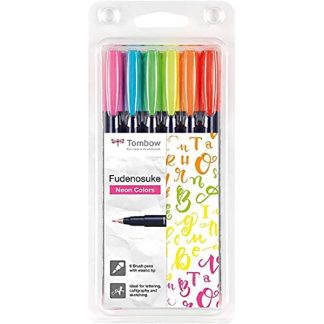 Tombow Fudenosuke készlet - 6 darab, neon színek