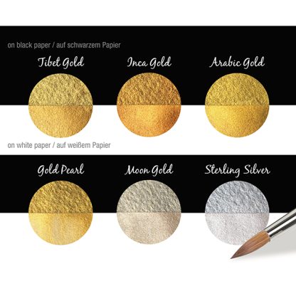 Coliro Pearlcolors "Gold & Silver" akvarellfesték készlet, 6 db - fémdobozos