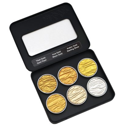 Coliro Pearlcolors "Gold & Silver" akvarellfesték készlet, 6 db - fémdobozos