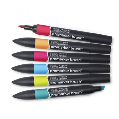 Winsor & Newton Promarker alkoholos ecsetfilc, 6 db - Mid Tones