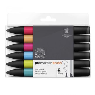 Winsor & Newton Promarker alkoholos ecsetfilc, 6 db - Mid Tones