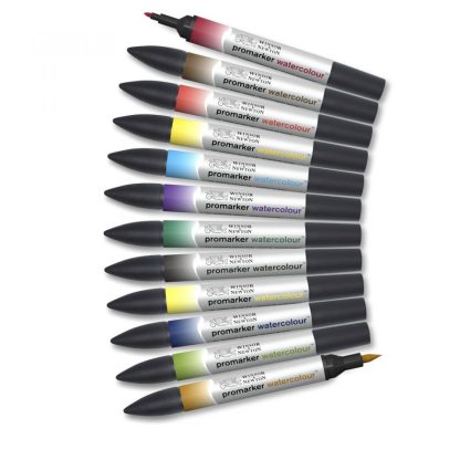 Winsor & Newton Promarker akvarell ecsetfilc készlet, 12 db