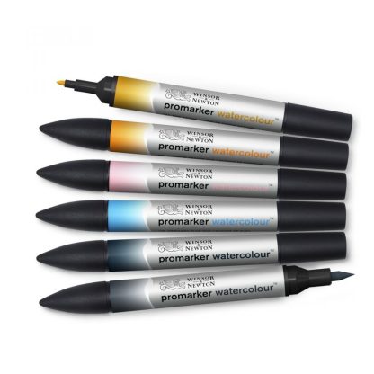 Winsor & Newton Promarker akvarell ecsetfilc készlet, 6 db - ég színek