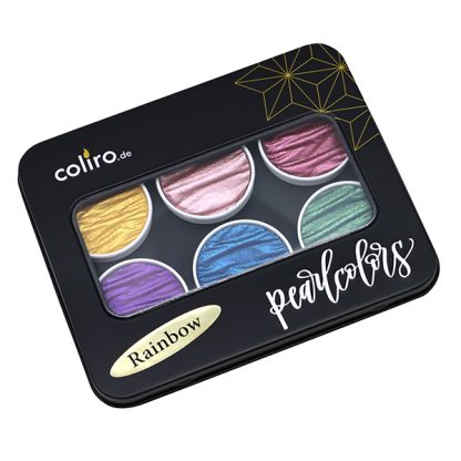 Coliro Pearlcolor akvarellfesték készlet, szivárvány- fémdobozos