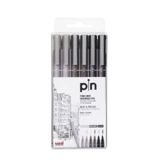 Uni Pin tűfilc készlet, 6 db - 3 szín