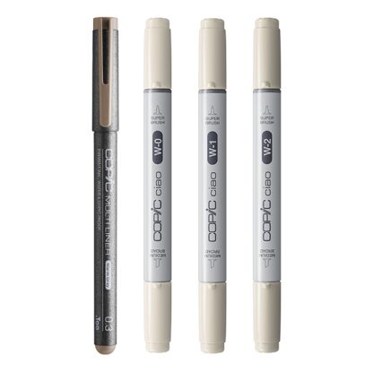 Copic Ciao alkoholos marker, 4 db-os készlet - Világos meleg szürke